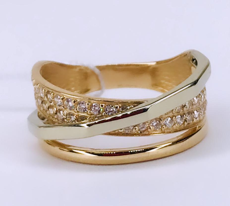 Кольцо из красного и белого золота с цирконием (33783187)  1
