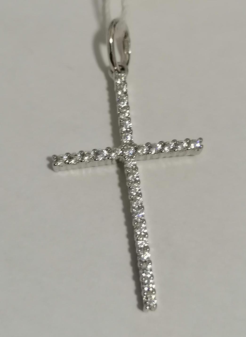 Срібний підвіс-хрест із цирконієм (31280352) 0