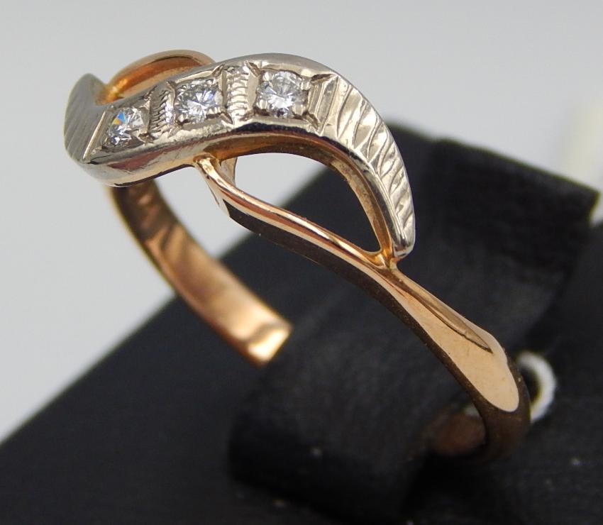 Кольцо из красного и белого золота с бриллиантом (-ми) (29720094) 1