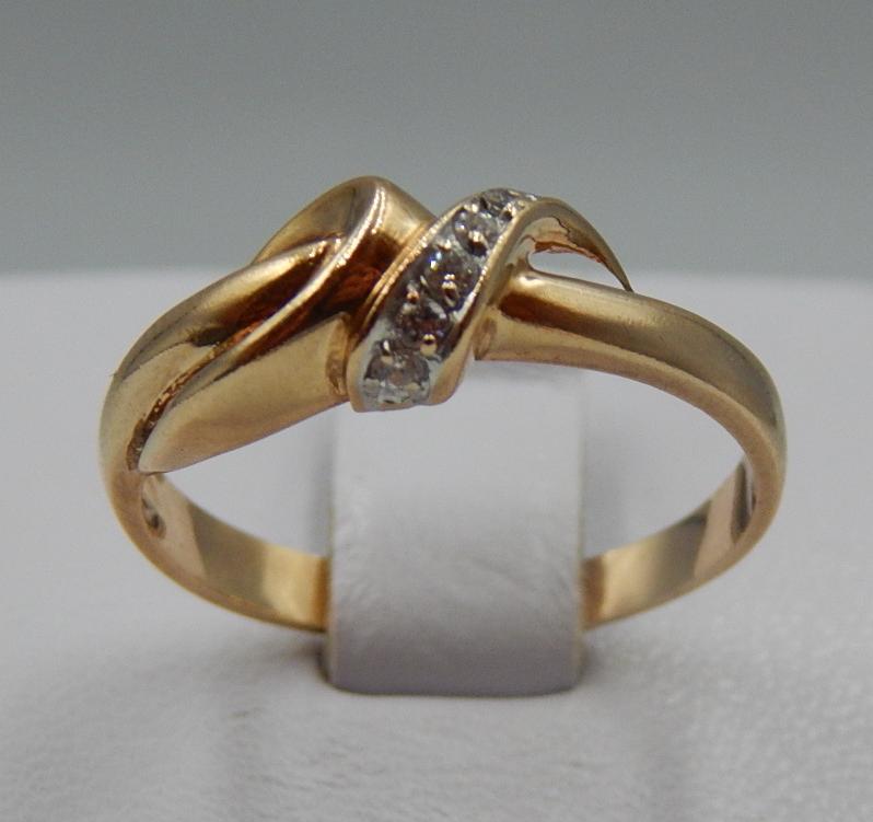 Кольцо из красного и белого золота с цирконием (31380719)  0