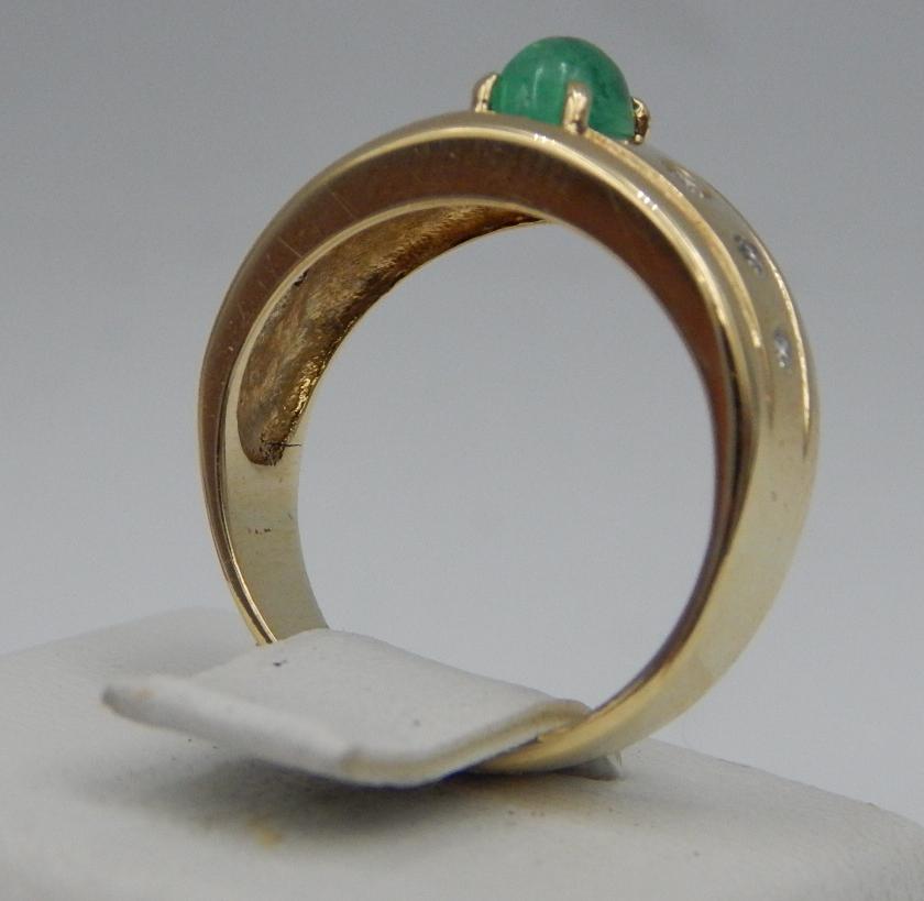 Кольцо из желтого золота с изумрудом и бриллиантом (-ми)  (30718002) 3