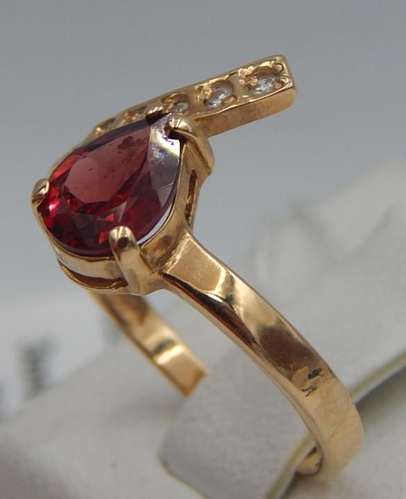 Каблучка з червоного золота з гранатом і діамантом (-ми) (28237258)  1