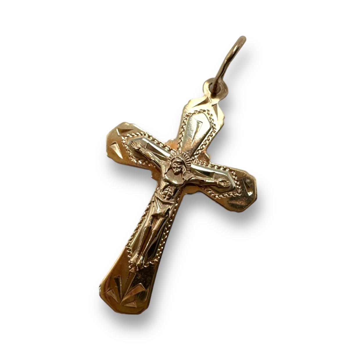Підвіс-хрест з червоного та білого золота (31790170) 0