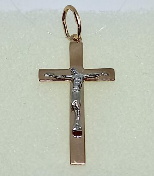 Підвіс-хрест із червоного та білого золота (29978457)  0