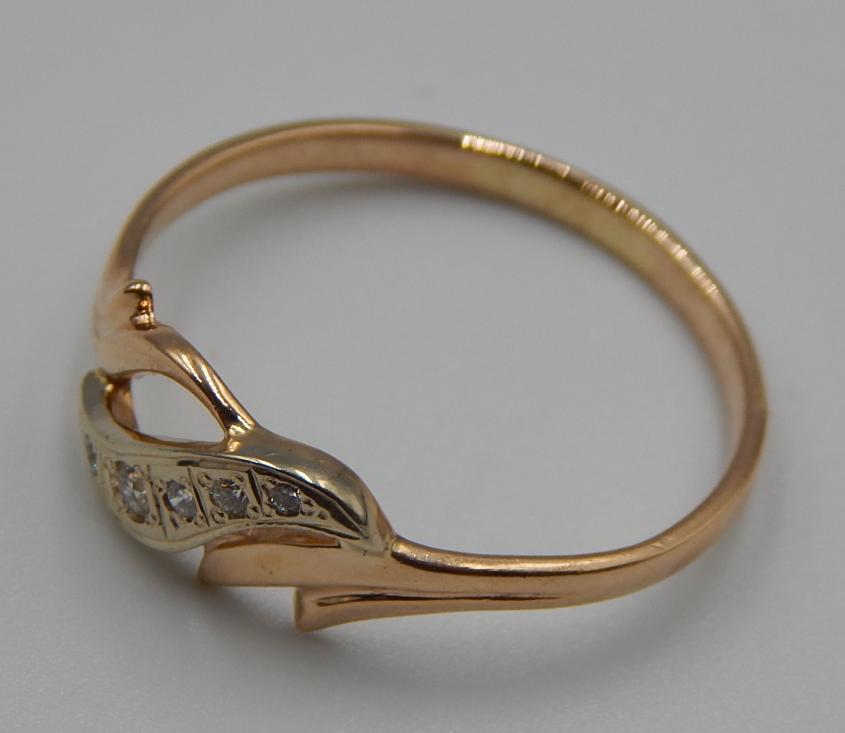 Кольцо из красного и белого золота с бриллиантом (-ми) (31646566) 2