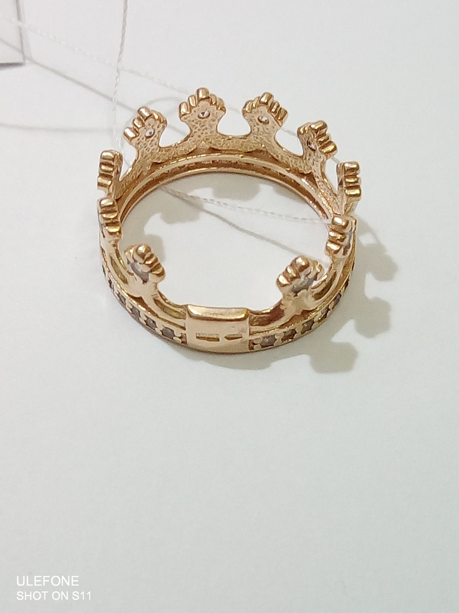 Кольцо из красного золота с цирконием (32848316) 5