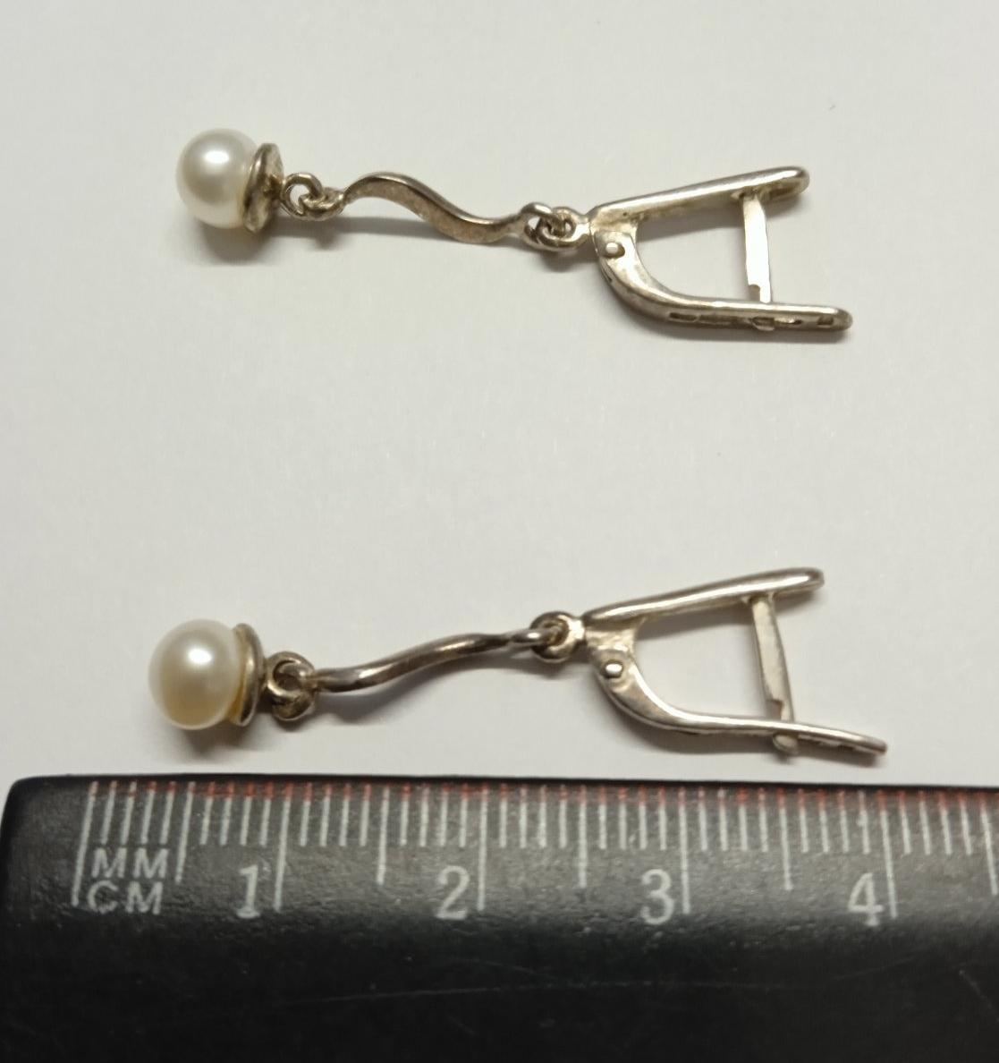 Срібні сережки з перлами (33965833) 1