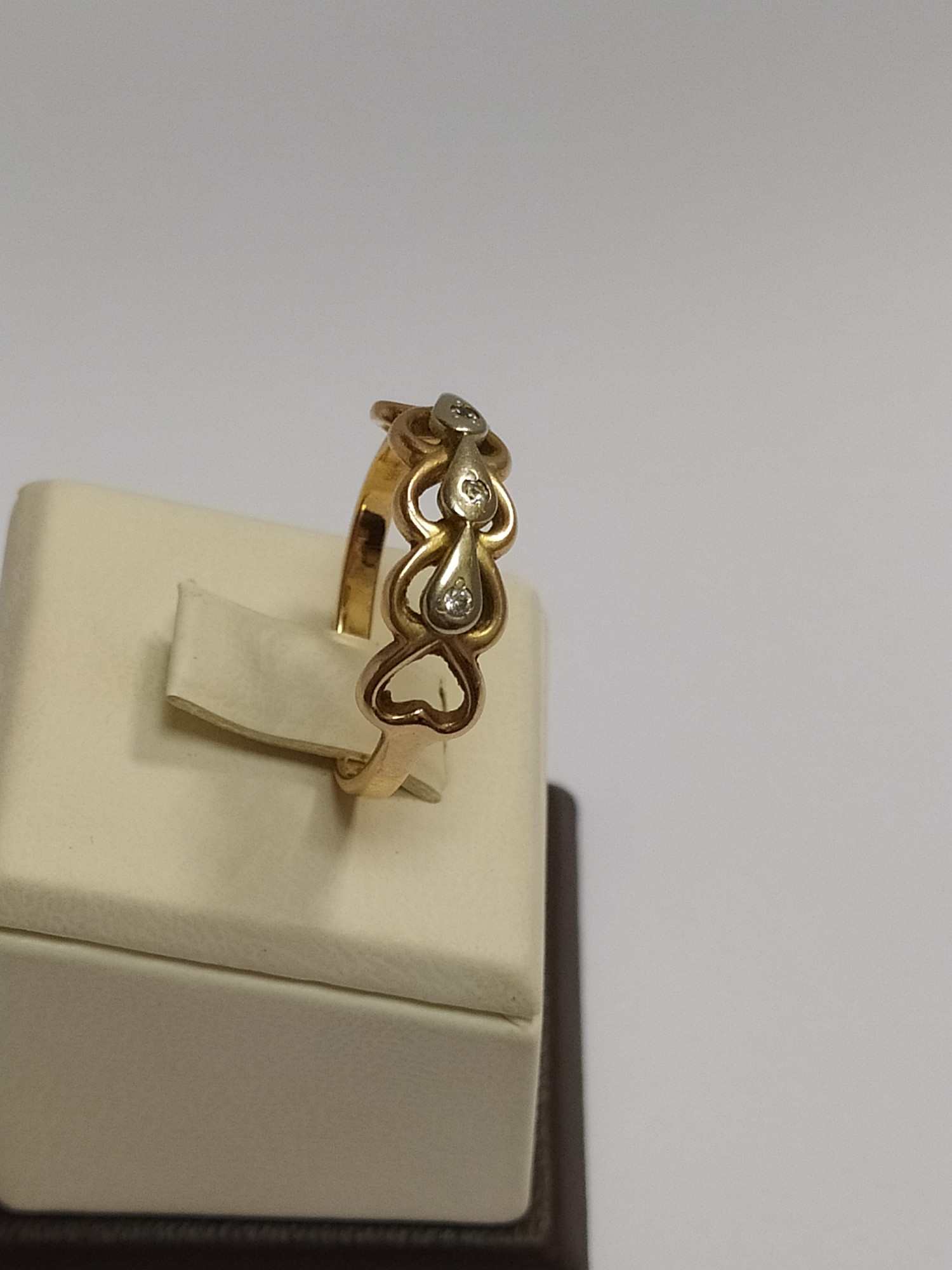 Кольцо из красного и белого золота с цирконием (33646788) 2