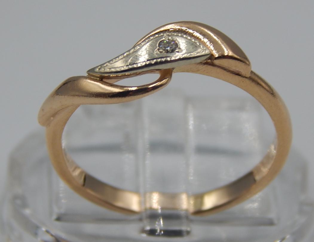 Кольцо из красного и белого золота с цирконием (33215605) 0