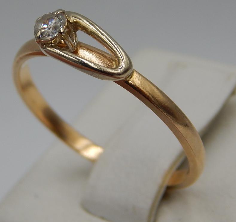Кольцо из красного и белого золота с цирконием (32900420) 2