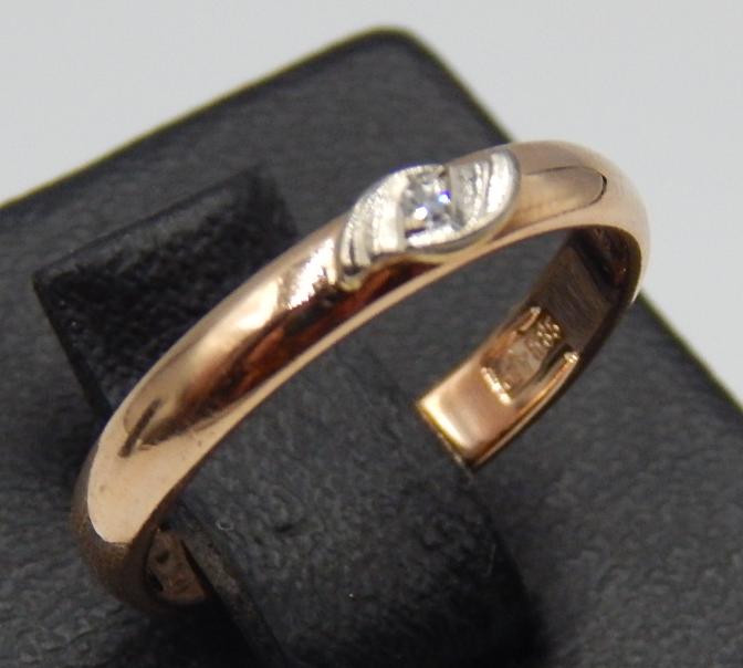 Кольцо из красного и белого золота с бриллиантом (-ми) (31647308) 1