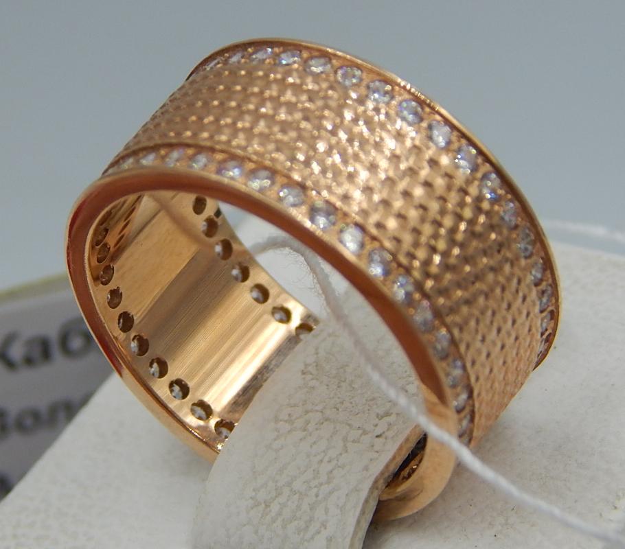 Кольцо из красного золота с цирконием (28590204) 3