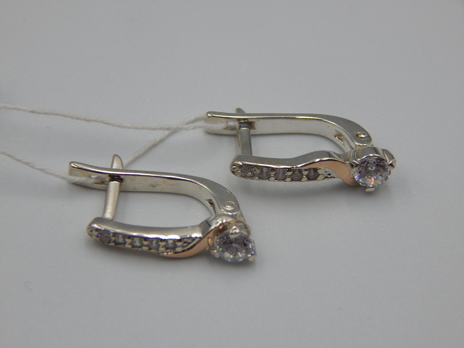 Срібні сережки з позолотою та цирконієм (31620273) 3