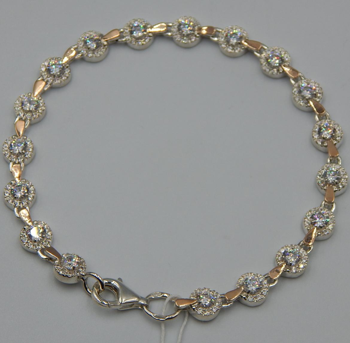 Срібний браслет з позолотою та цирконієм (32230209) 0