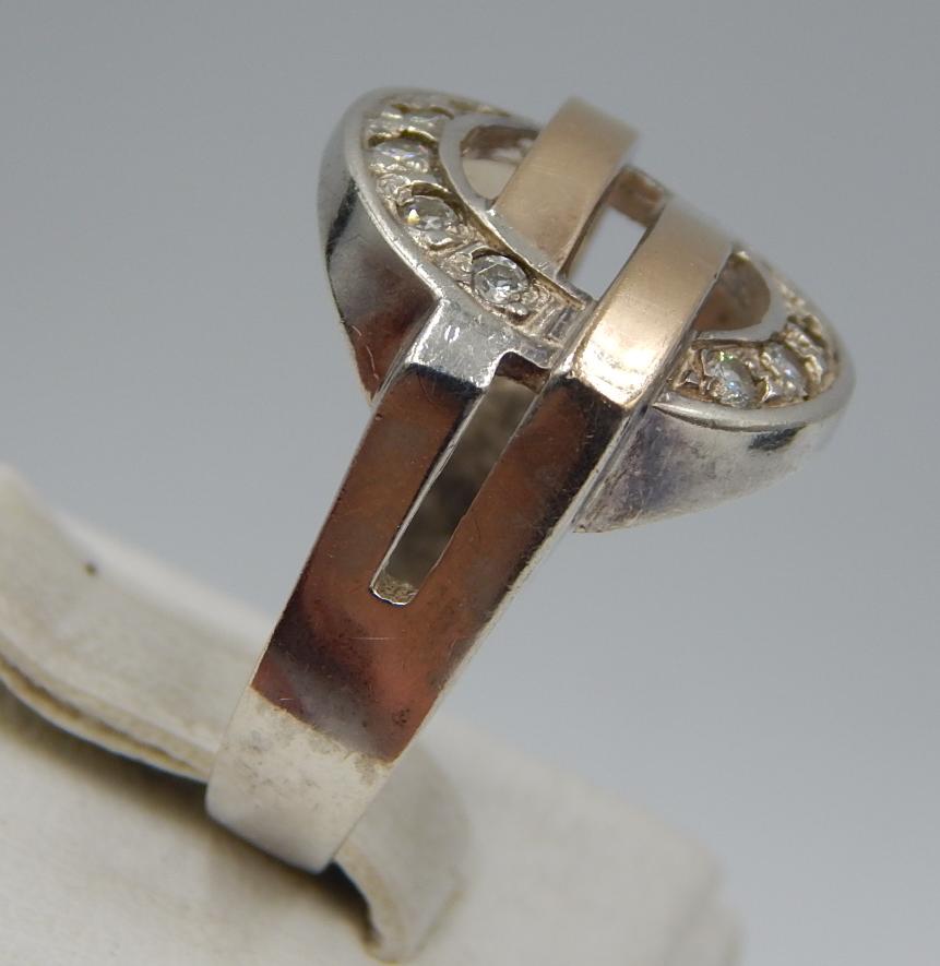Серебряное кольцо с позолотой и цирконием (24300955) 3