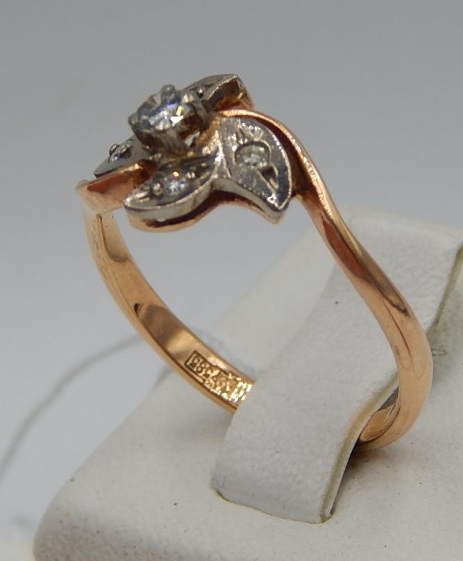 Кольцо из красного и белого золота с бриллиантом (-ми) (30703324) 0