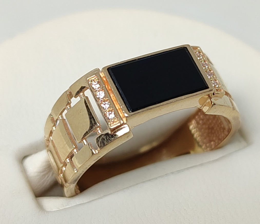 Перстень из красного золота с цирконием (33672012)  0