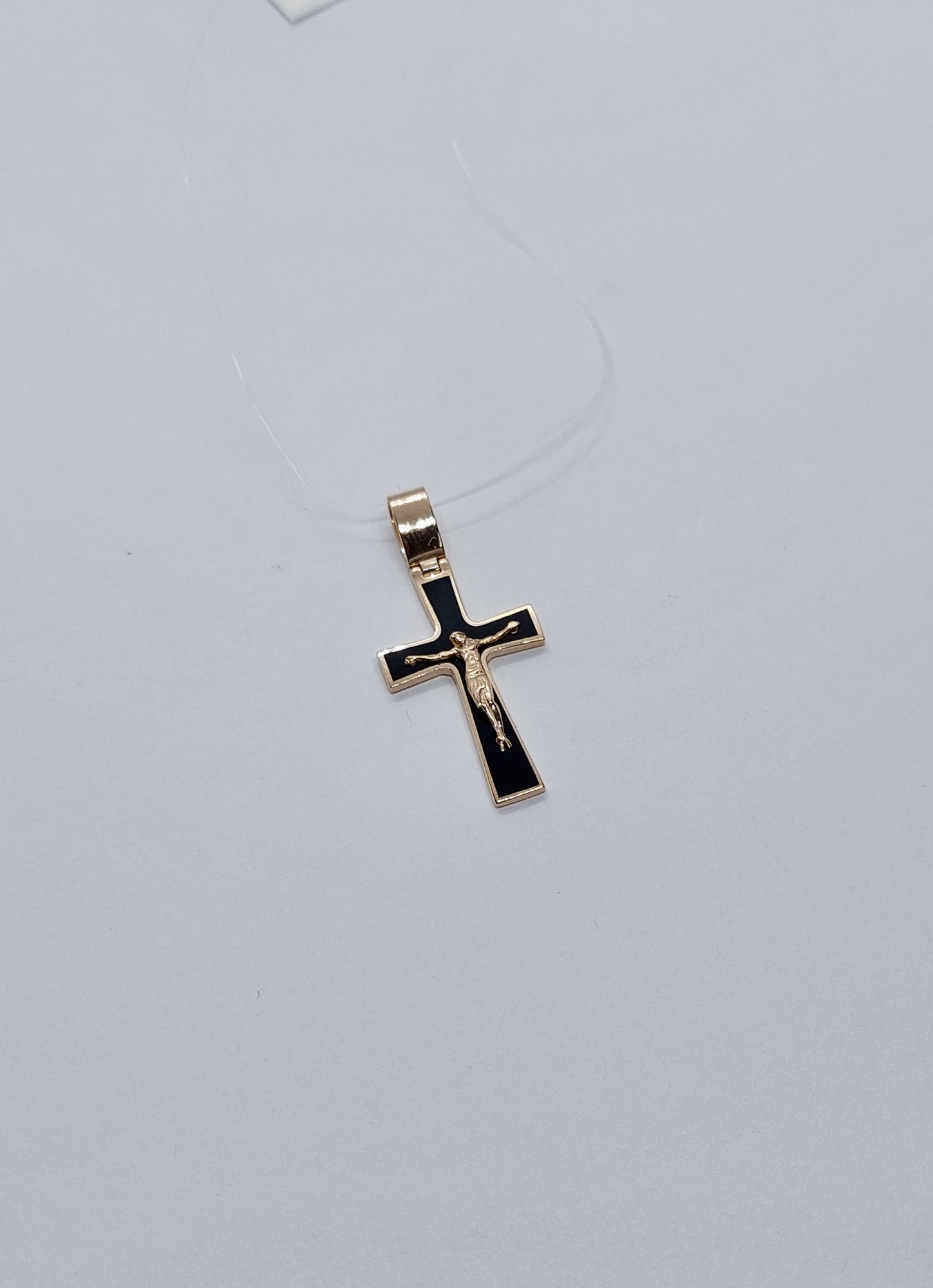Підвіс-хрест із червоного золота з емаллю (32887101) 1