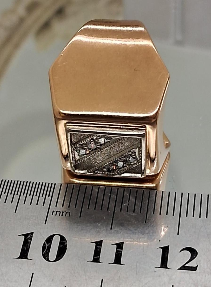 Перстень из красного и белого золота с бриллиантом (-ми) (32657893) 9