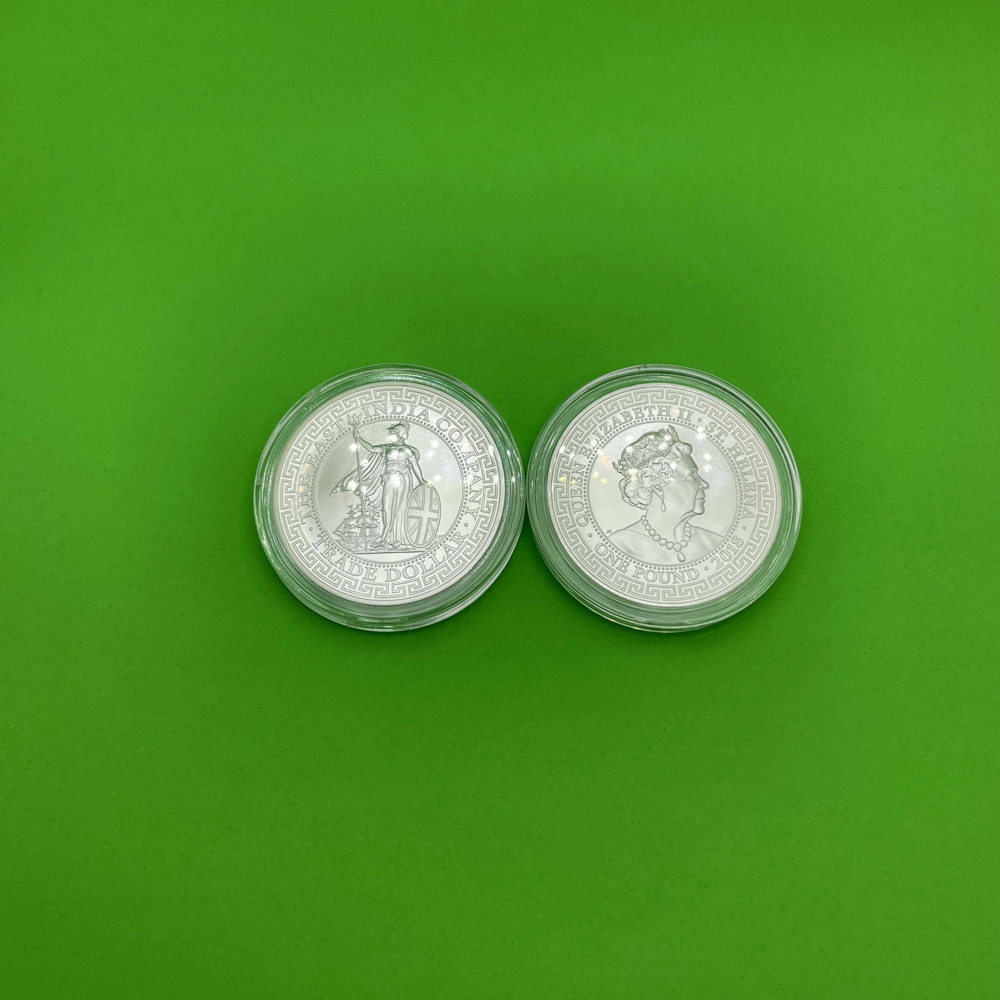 Срібна монета 1oz Торговий долар Британії 1 фунт стерлінгів 2018 Остров Святої Єлени (33776049) 3