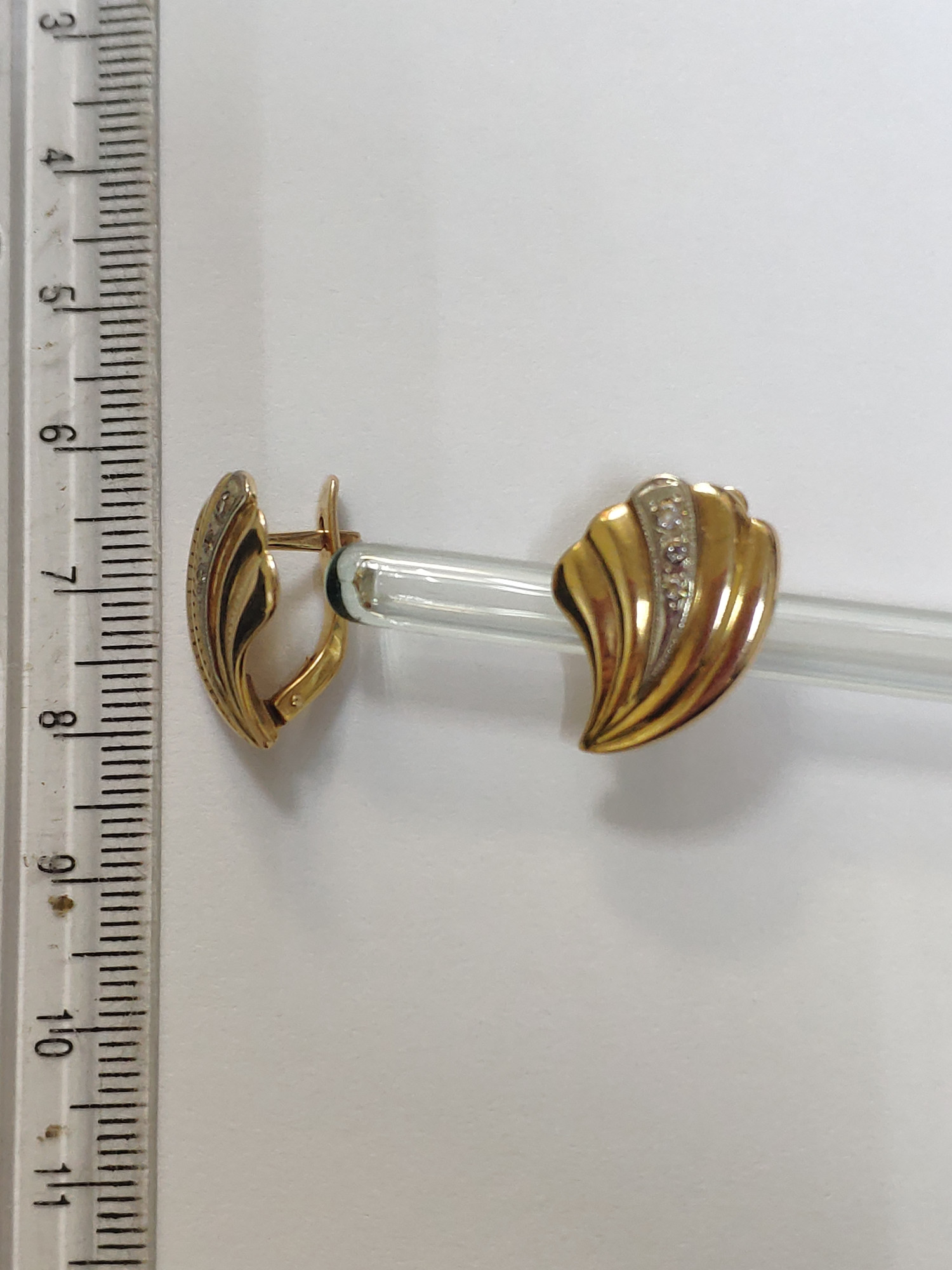 Сережки з жовтого та білого золота з цирконієм (33475632) 3