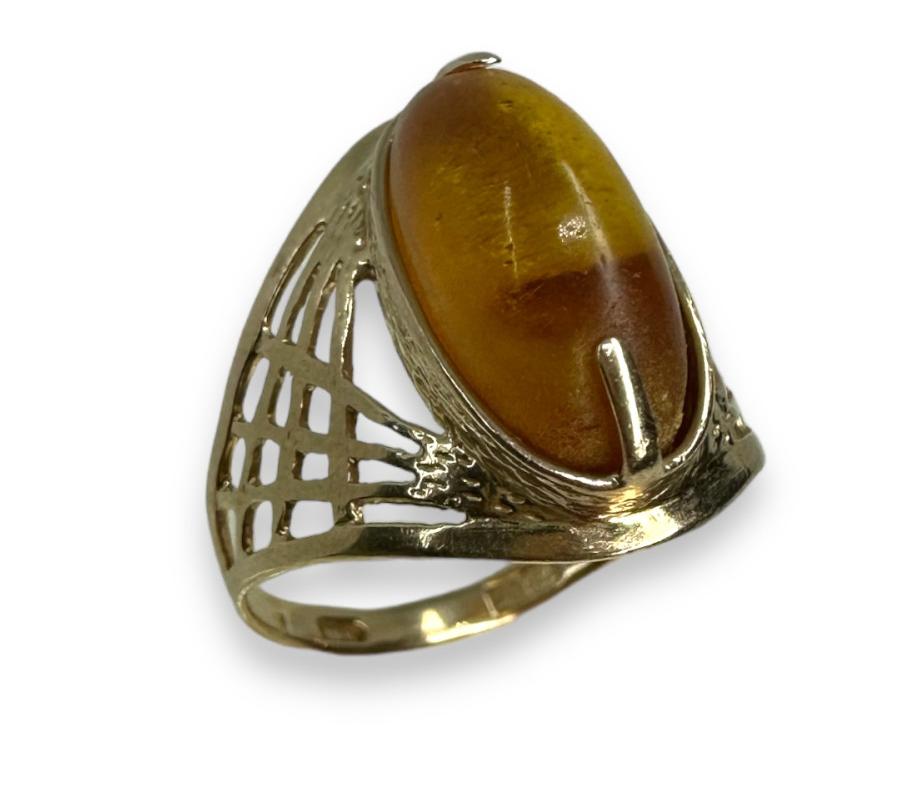 Кольцо из красного золота с янтарем (30803458) 0