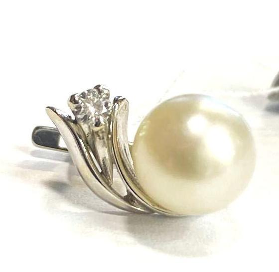 Сережки з білого золота з перлами та діамантом (-ми) (31801214) 0