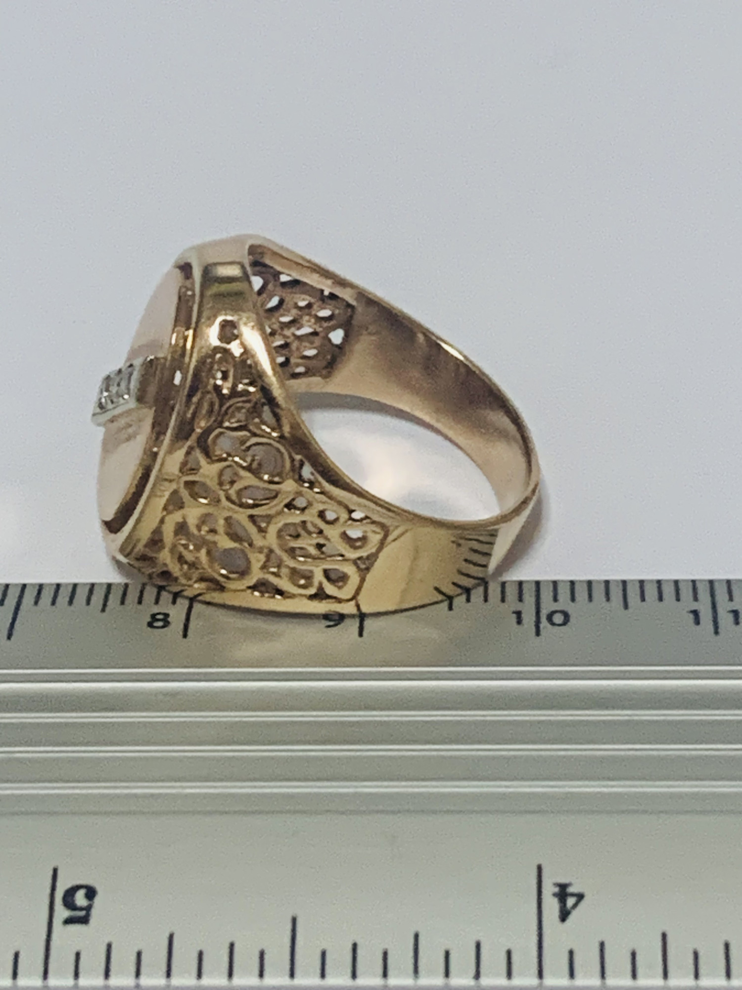 Перстень з червоного та білого золота з цирконієм (33251569) 7