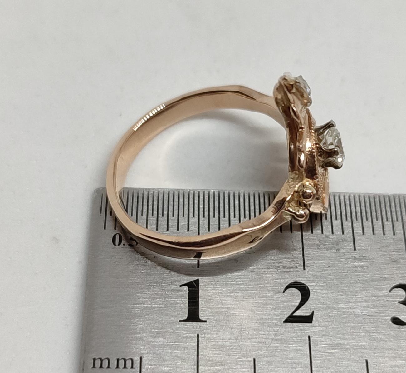 Кольцо из красного и белого золота с бриллиантом (-ми) (29908613) 3