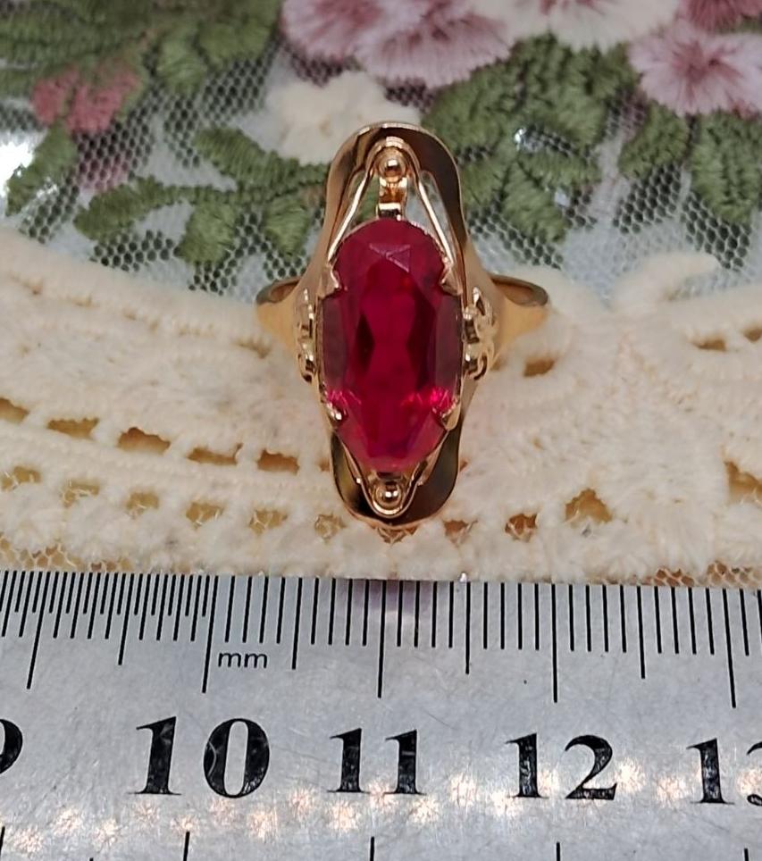 Кольцо из красного золота с корундом (32733170) 5