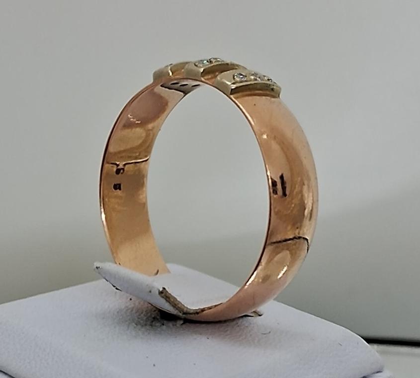 Обручальное кольцо из красного и белого золота с бриллиантом (-ми) (33773586) 1
