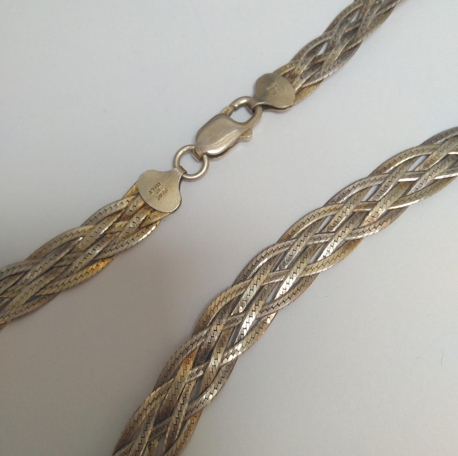 Серебряная цепь с плетением Косичка (33832517) 0