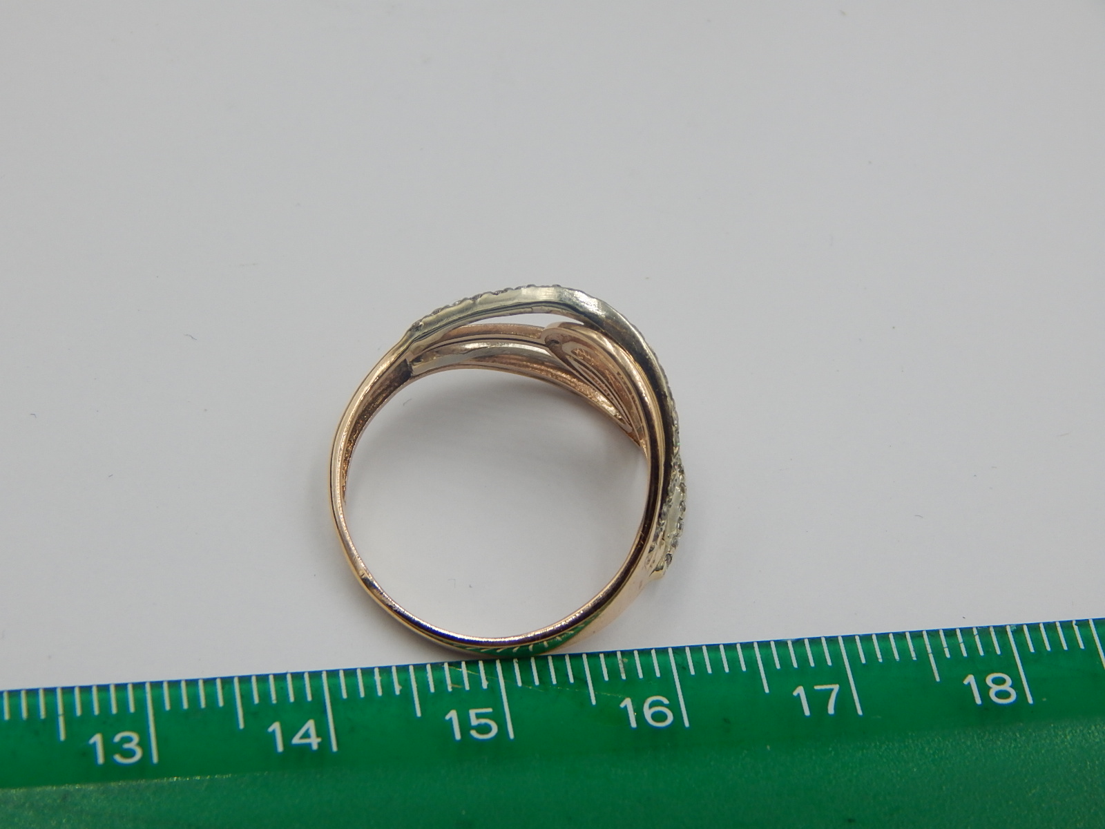 Кольцо из красного и белого золота с цирконием (28356959) 5
