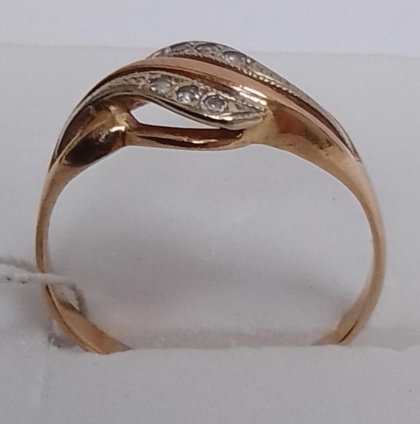 Кольцо из красного и белого золота с цирконием (33797290)  3