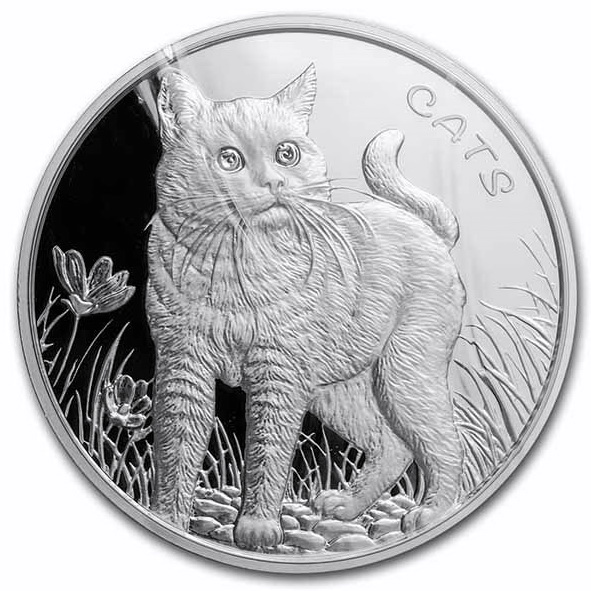 Серебряная монета 1oz Коты 50 центов 2021 Фиджи (29128061) 0