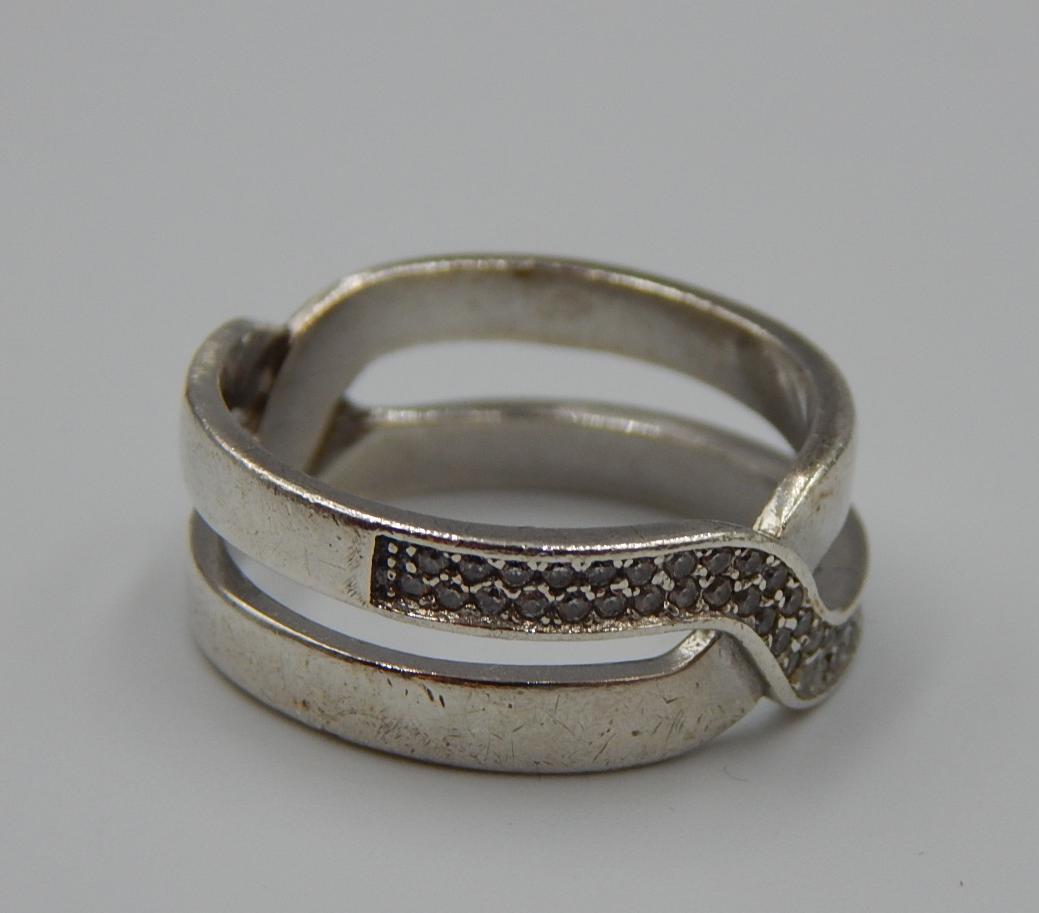 Серебряное кольцо с цирконием (32431136) 3