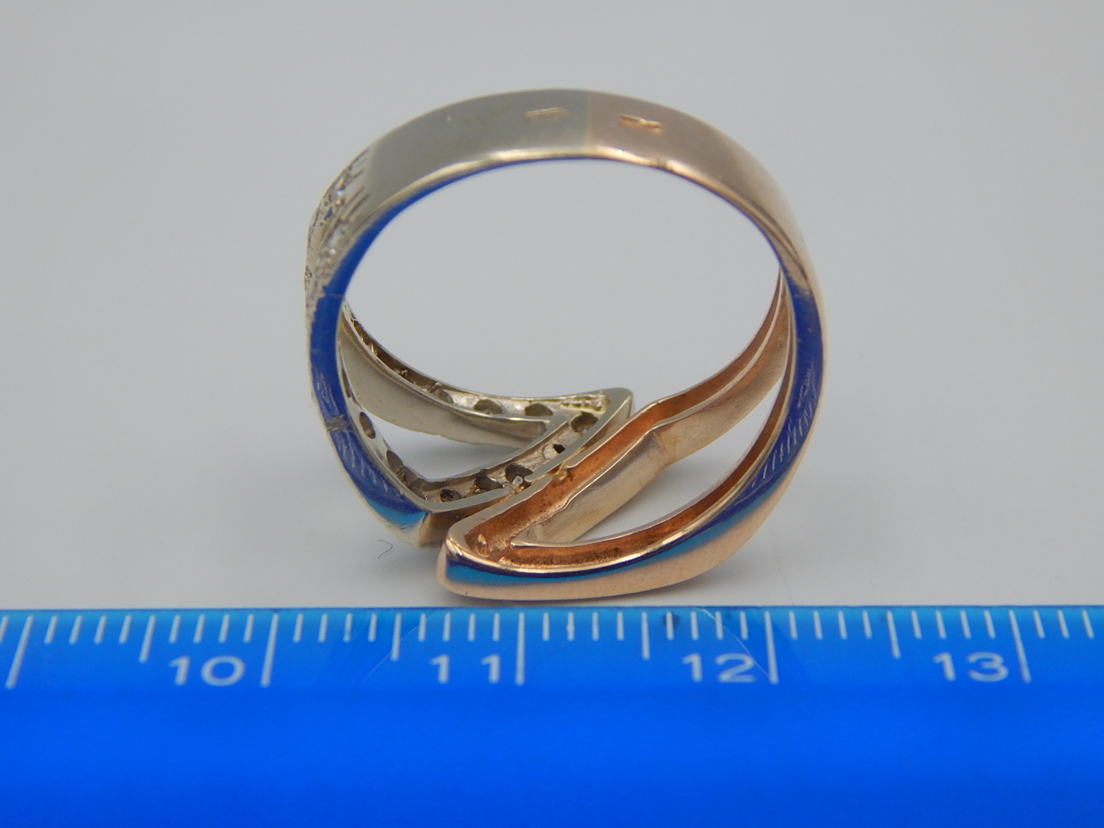 Кольцо из красного и белого золота с цирконием (29906677) 4