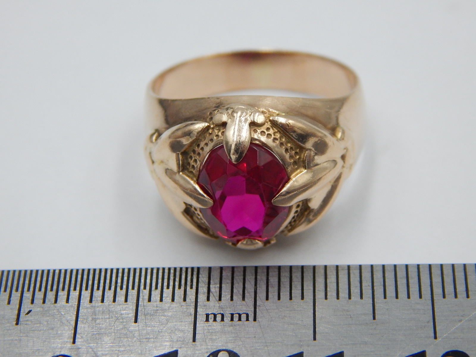 Кольцо из красного золота с корундом (28561911) 6