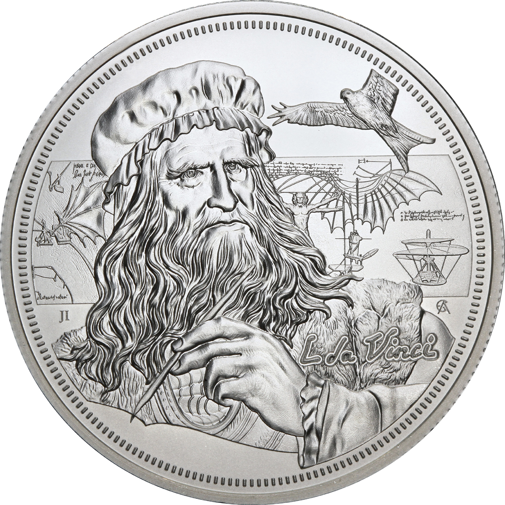 Серебряная монета 1oz Иконы Инноваций: Леонардо да Винчи 2 доллара 2021 Ниуэ (29128047) 7