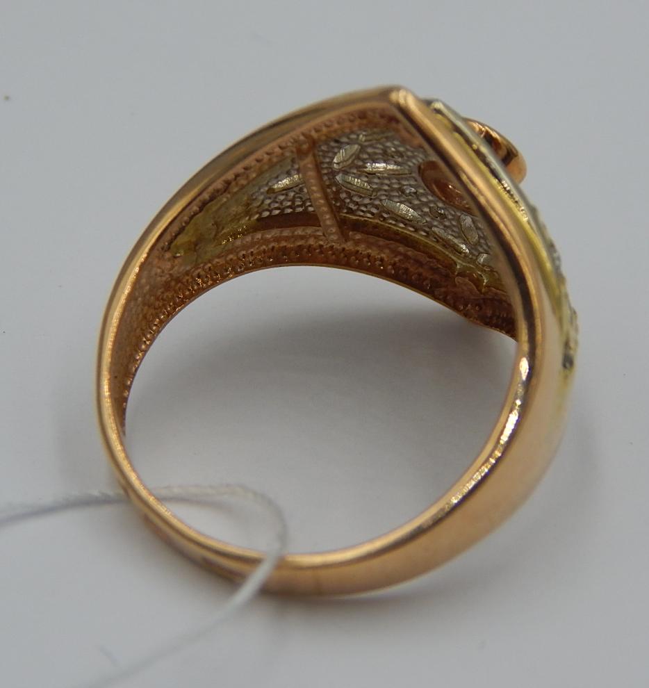 Кольцо из красного и белого золота с цирконием (28356734) 4
