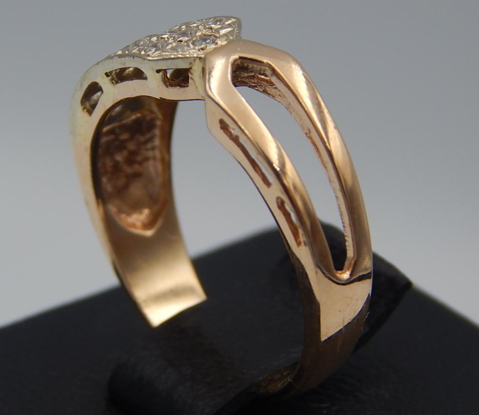 Кольцо из красного и белого золота с цирконием (28199776) 4