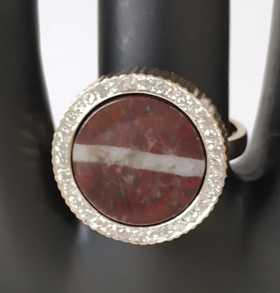 Кольцо из красного золота с природным самоцветом и цирконием (30488324) 2