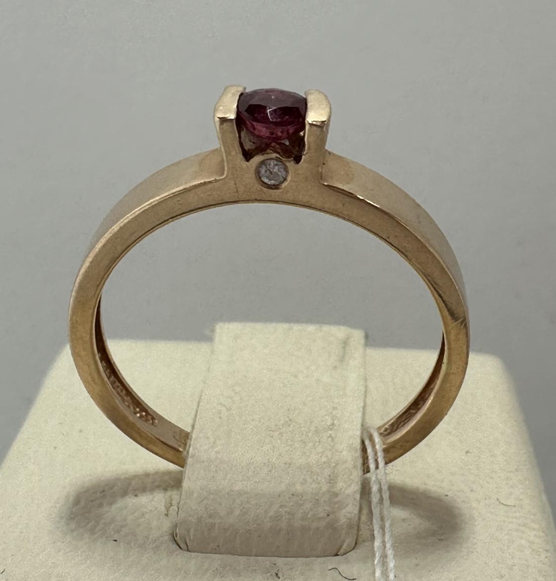 Кольцо из красного золота с рубином и бриллиантом (-ми) (33739742) 0