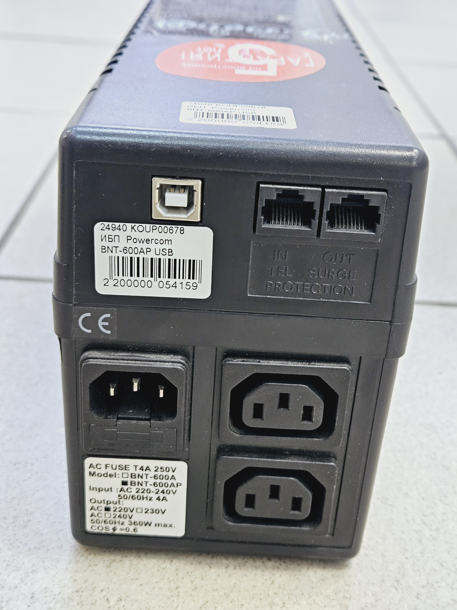 Источник бесперебойного питания Powercom BNT-600AP USB (BNT-600 AP USB) 2