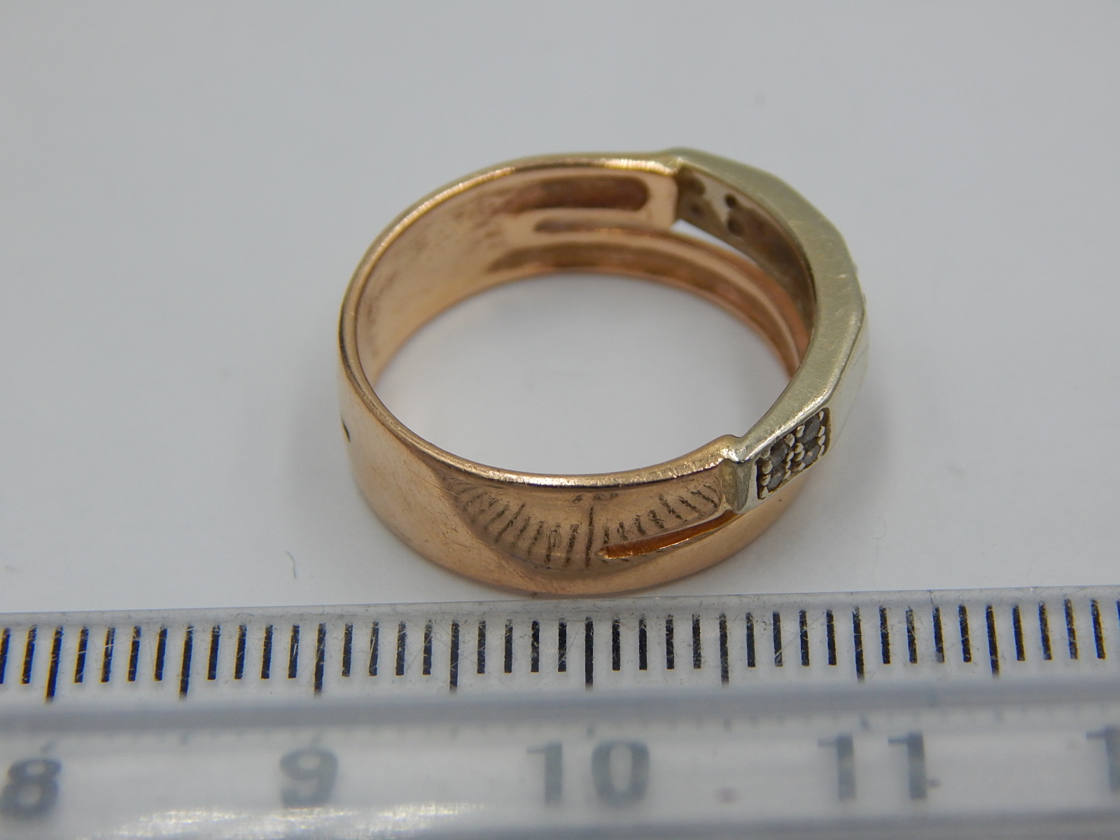 Кольцо из красного и белого золота с цирконием (28199527) 7