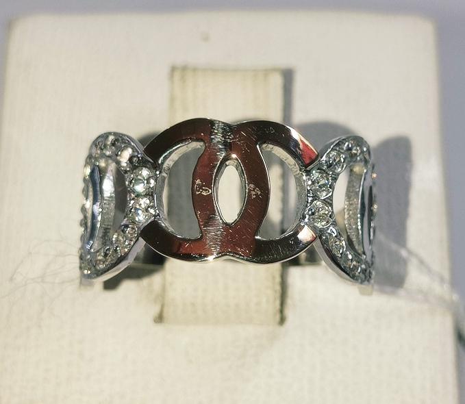 Серебряное кольцо с золотой вставкой и цирконием (24610663) 0