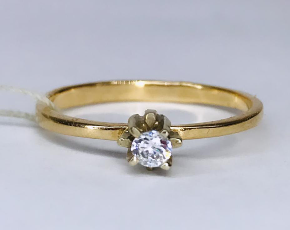 Кольцо из красного и белого золота с цирконием (29958780) 1