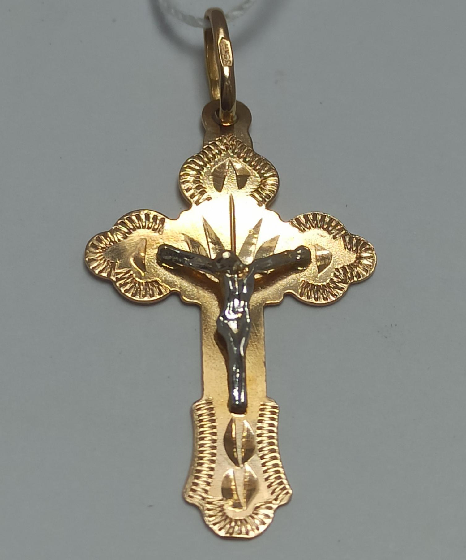 Підвіс-хрест з червоного та білого золота (33815427) 0