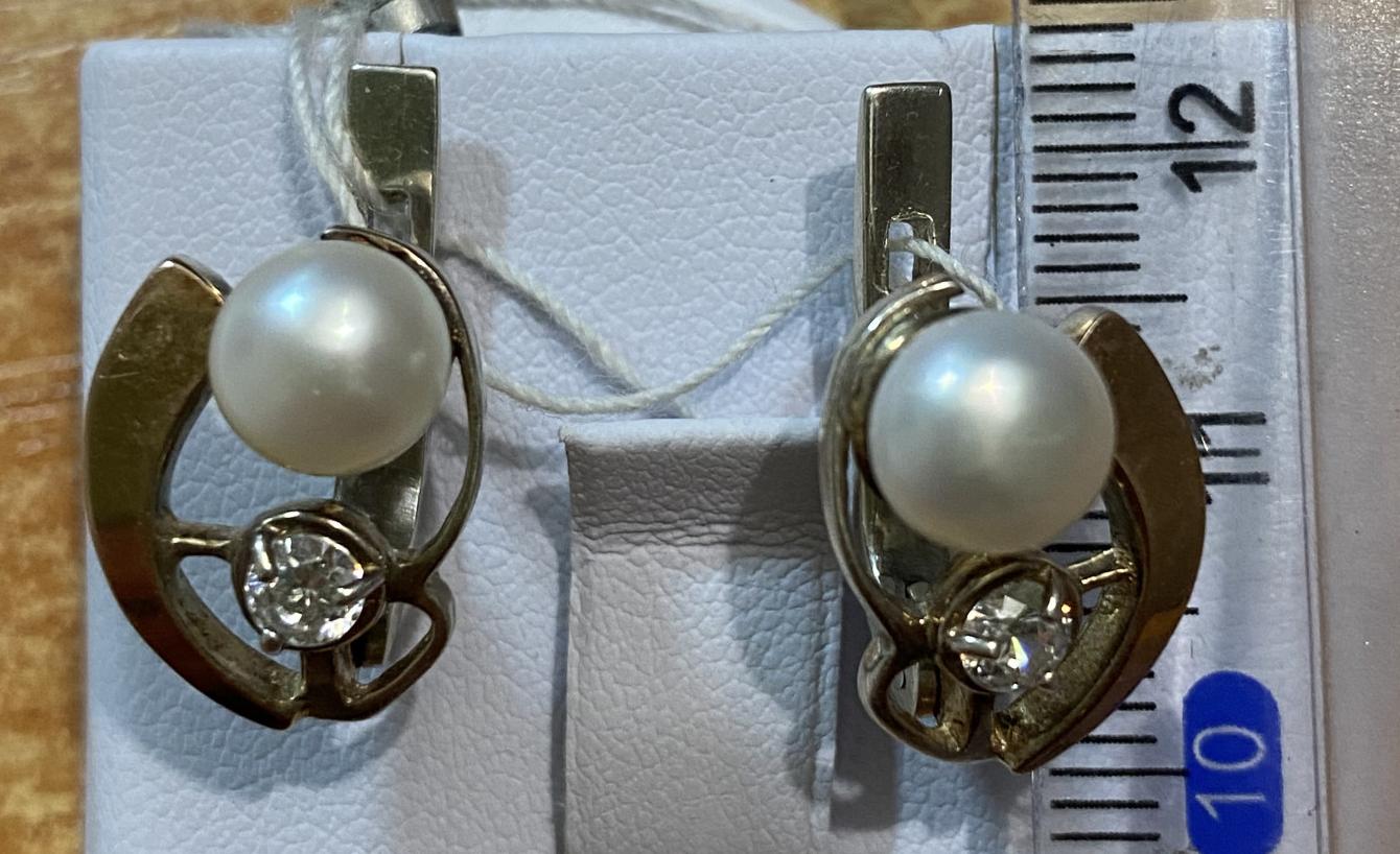 Срібні сережки з позолотою та цирконієм (32444574) 4