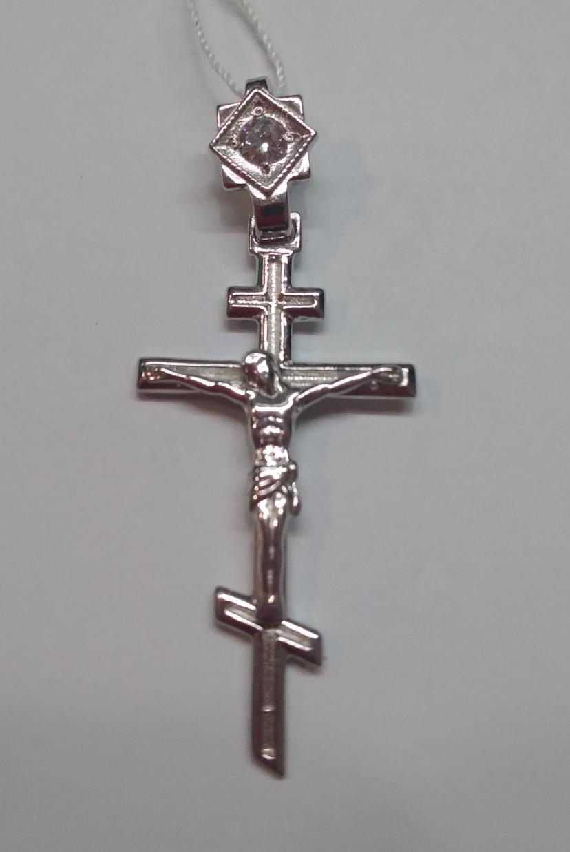 Срібний підвіс-хрест із цирконієм (30250197) 0